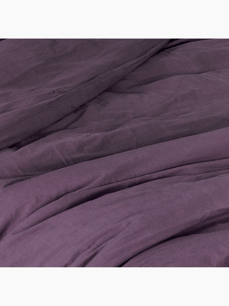 Drap Plat en Coton Lavé Parme - Kiabi