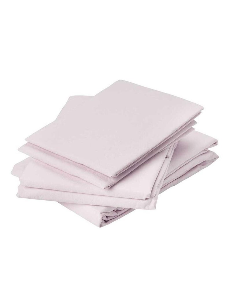 Drap Plat en Coton Lavé Rose clair - Kiabi