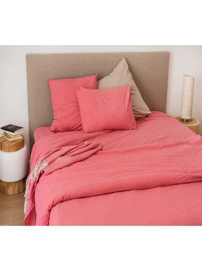 Drap Plat en Coton Lavé Rose framboise - Kiabi