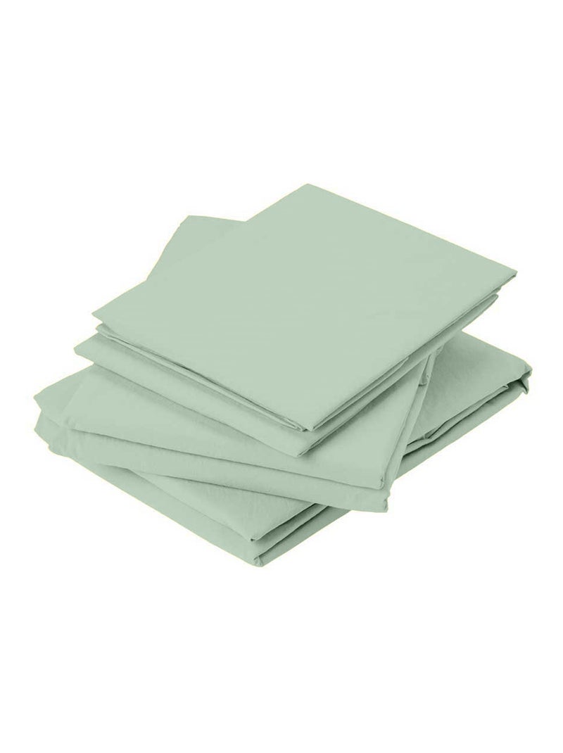 Drap Plat en Coton Lavé Vert clair - Kiabi