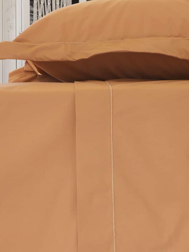 Drap plat en coton percale 200 fils DESIREE Cognac - Kiabi