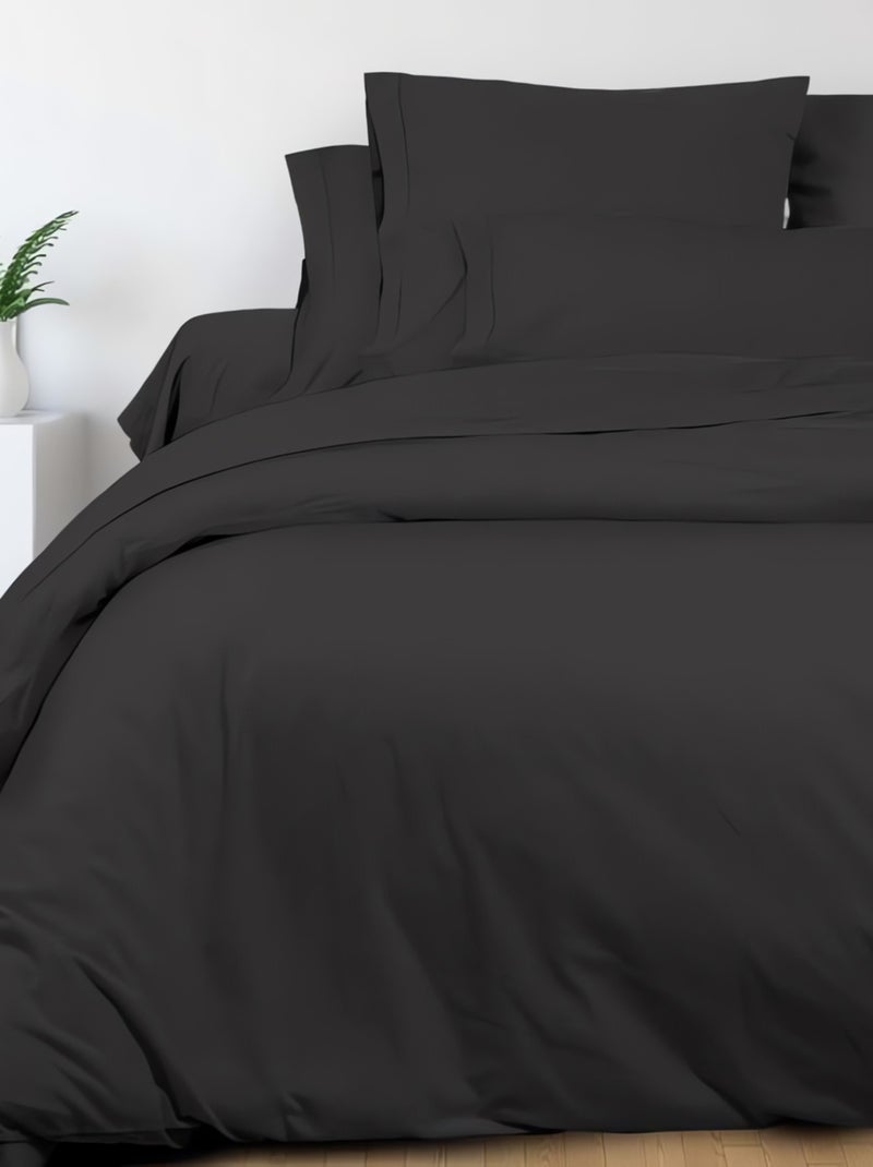 Drap plat en coton percale CAMILLE, par songe de camille gris anthracite - Kiabi
