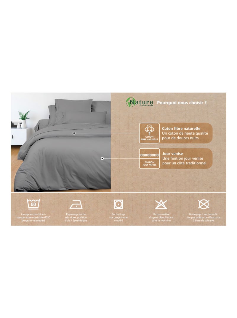 Drap plat en coton PERCALE, par Soleil d'ocre Ecru - Kiabi