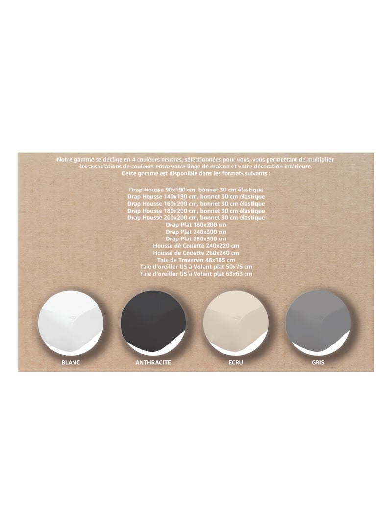 Drap plat en coton PERCALE, par Soleil d'ocre Ecru - Kiabi