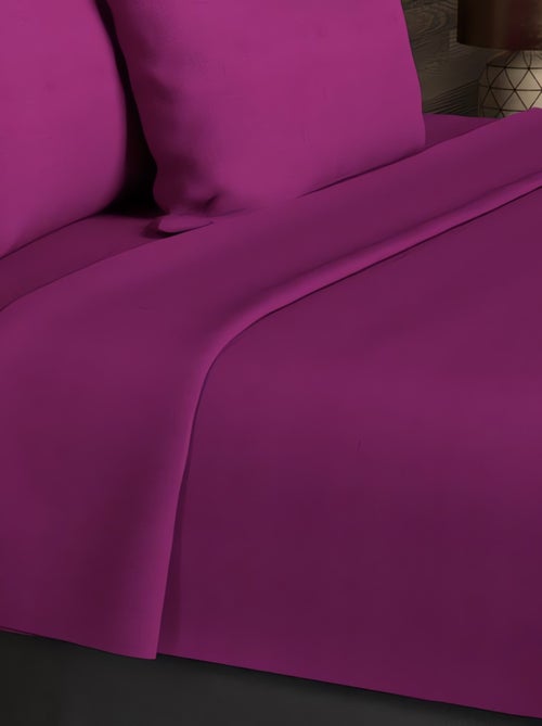 Drap plat en coton uni 57 Fils/cm2 par SOLEIL D'OCRE cassis - Kiabi