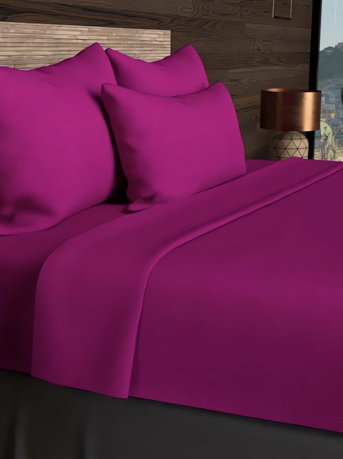 Drap plat en coton uni 57 Fils/cm2 par SOLEIL D'OCRE cassis - Kiabi