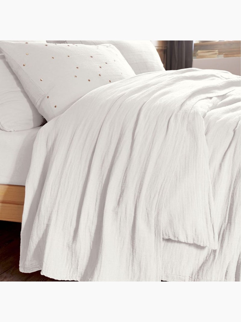 Drap plat en double Gaze de coton Blanc - Kiabi