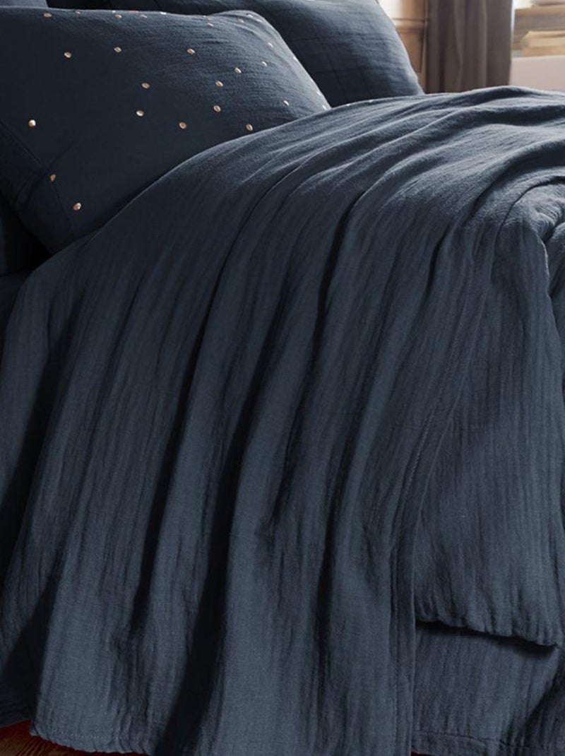Drap plat en double Gaze de coton Bleu nuit - Kiabi