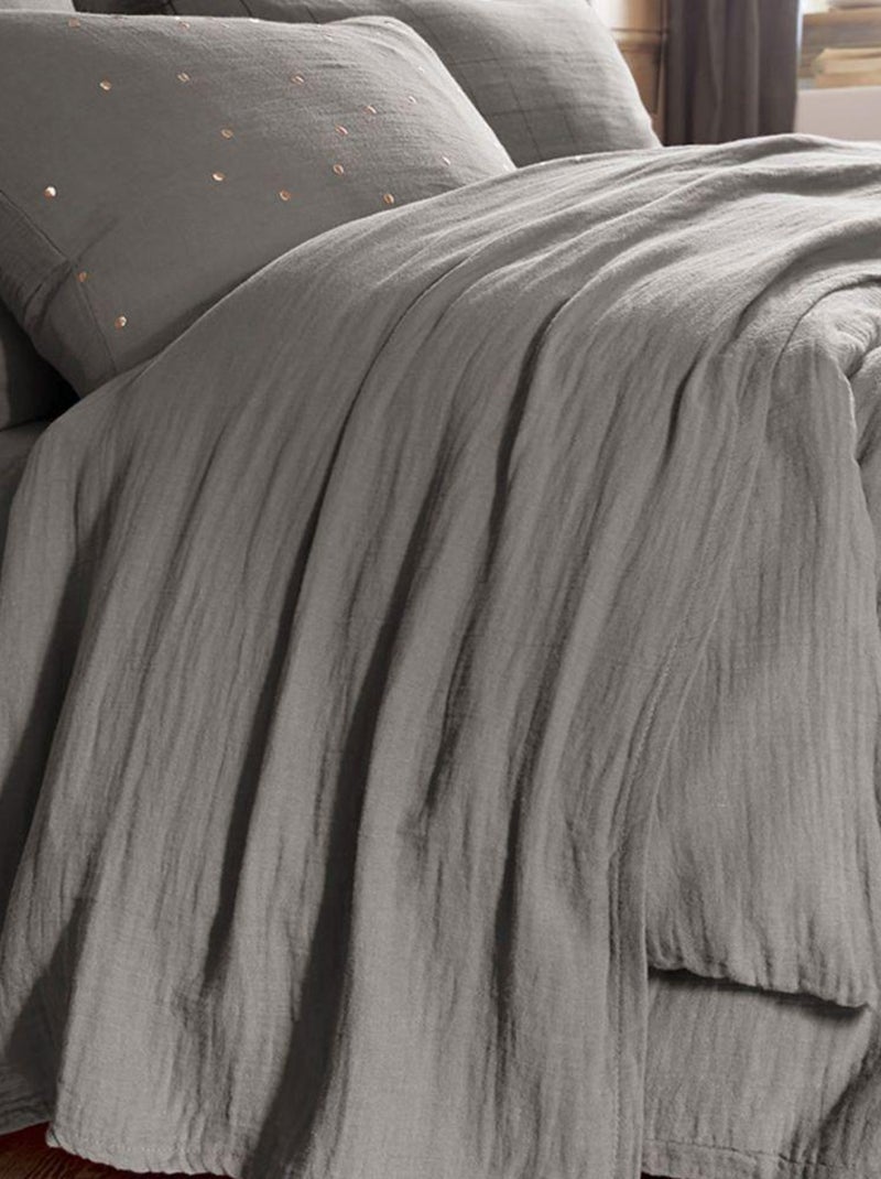 Drap plat en double Gaze de coton gris anthracite - Kiabi
