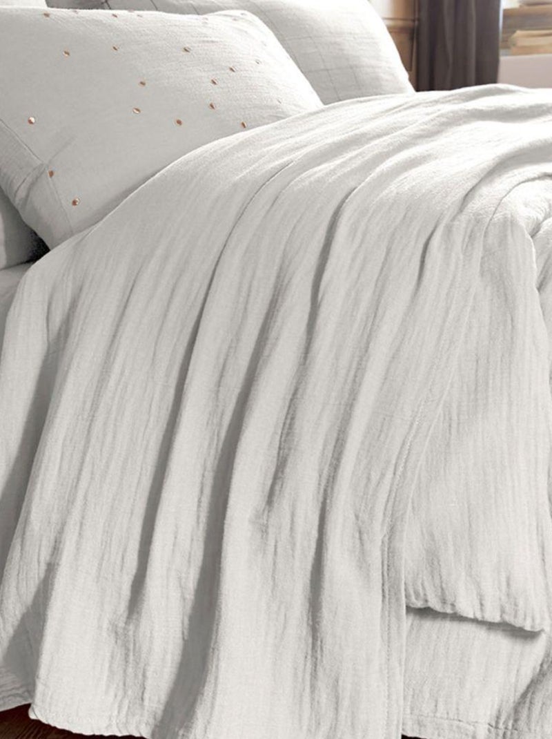 Drap plat en double Gaze de coton Gris clair - Kiabi