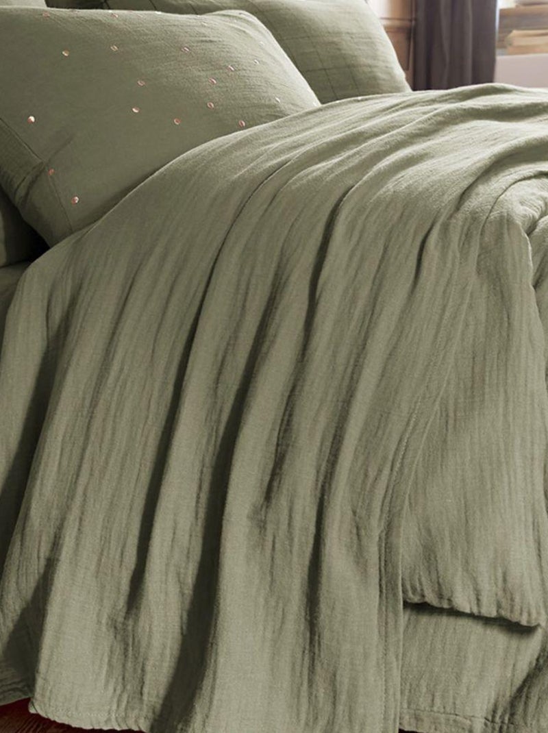 Drap plat en double Gaze de coton Kaki - Kiabi