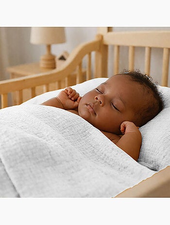Drap Plat en Gaze de Coton Bio Blanc