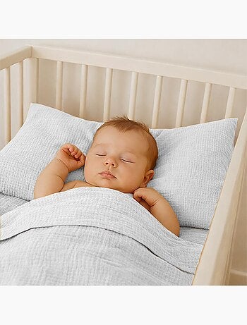 Drap Plat en Gaze de Coton Bio Blanc