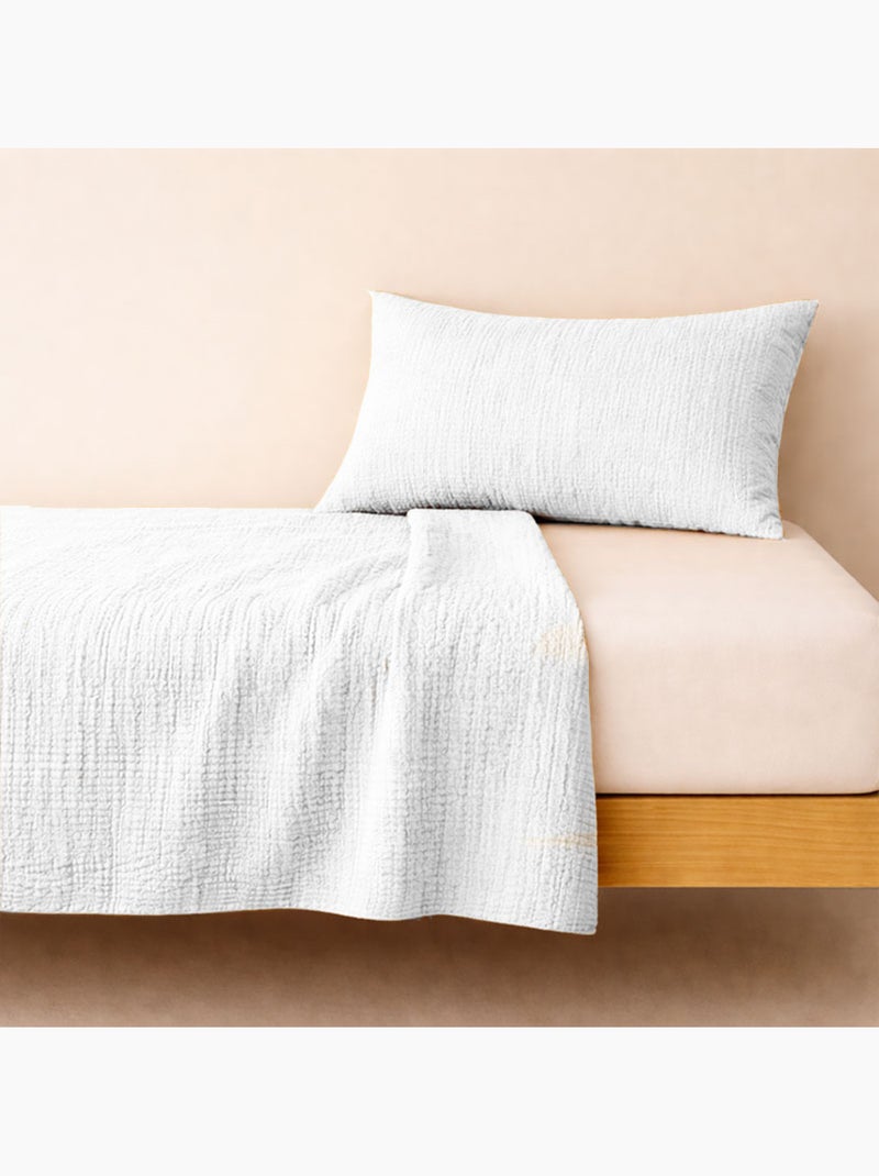 Drap Plat en Gaze de Coton Bio Blanc Blanc - Kiabi