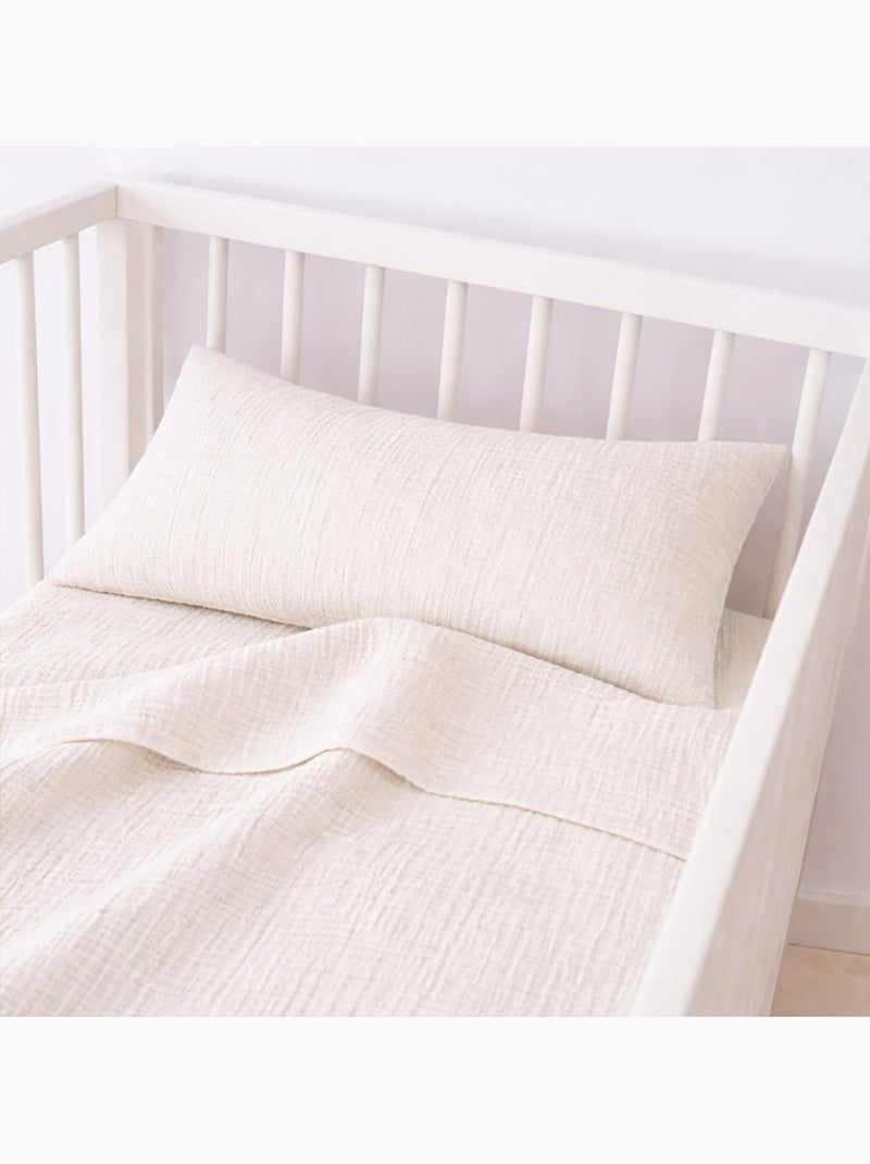 Drap Plat en Gaze de Coton Bio Blanc Blanc - Kiabi