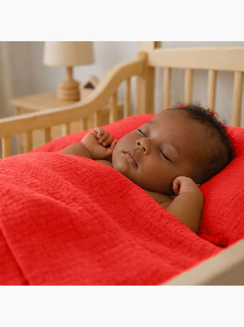 Drap Plat en Gaze de Coton Bio Fraise Rouge - Kiabi