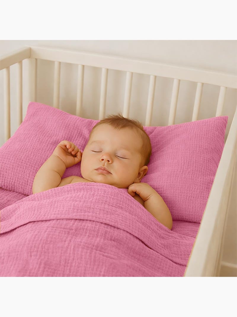 Drap Plat en Gaze de Coton Bio Rose - Kiabi