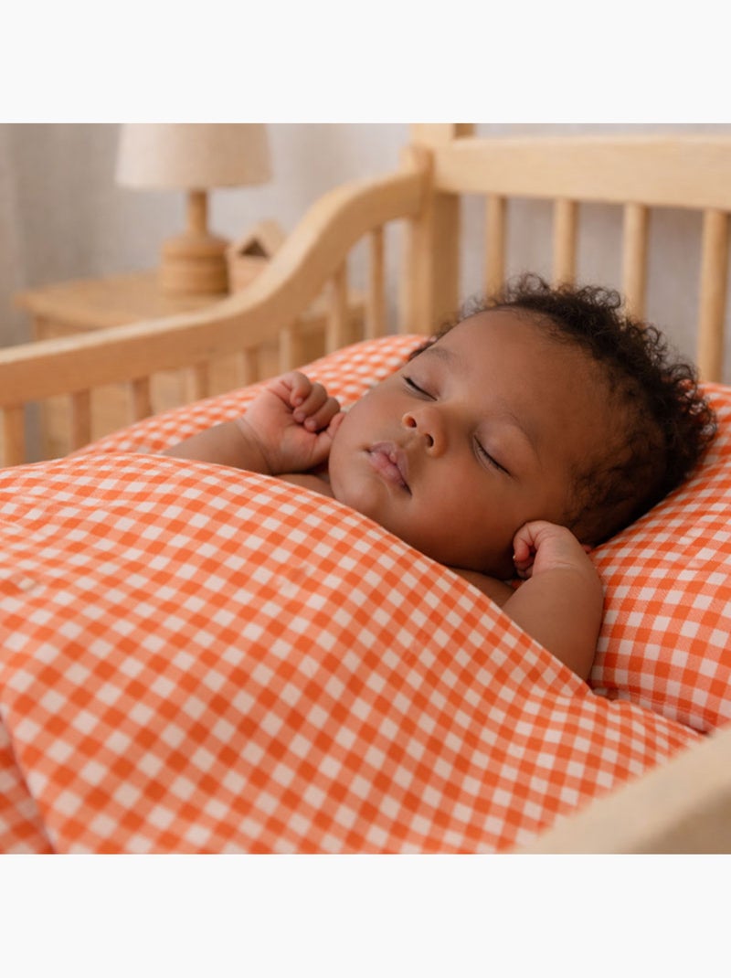 Drap Plat en Gaze de Coton Bio Vichy Orange - Kiabi