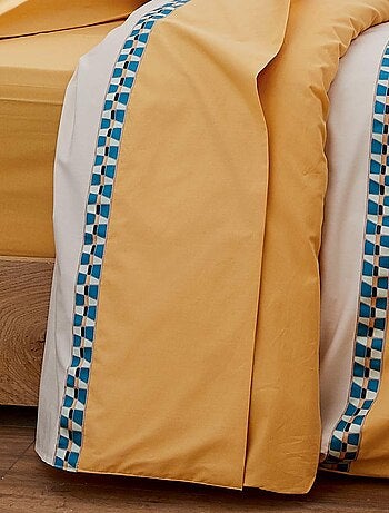 Drap plat en percale avec galon géométrique