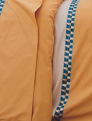 Drap plat en percale avec galon géométrique