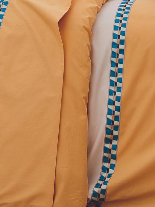 Drap plat en percale avec galon géométrique - Kiabi