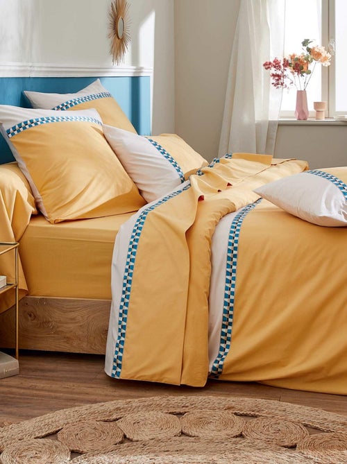 Drap plat en percale avec galon géométrique - Kiabi