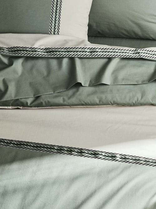 Drap plat en percale de coton à galon géométrique - Kiabi