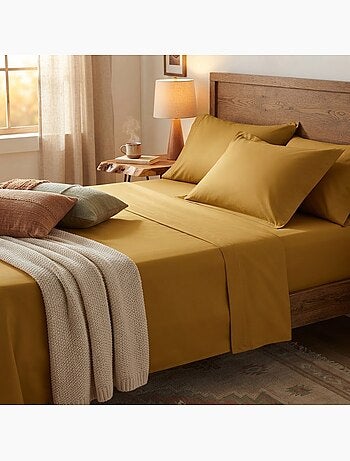 Drap plat en percale de coton confort