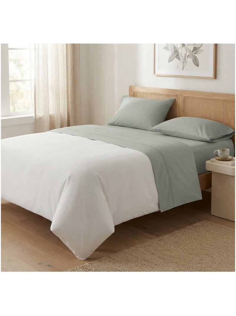 Drap plat en percale de coton confort Vert tilleul - Kiabi