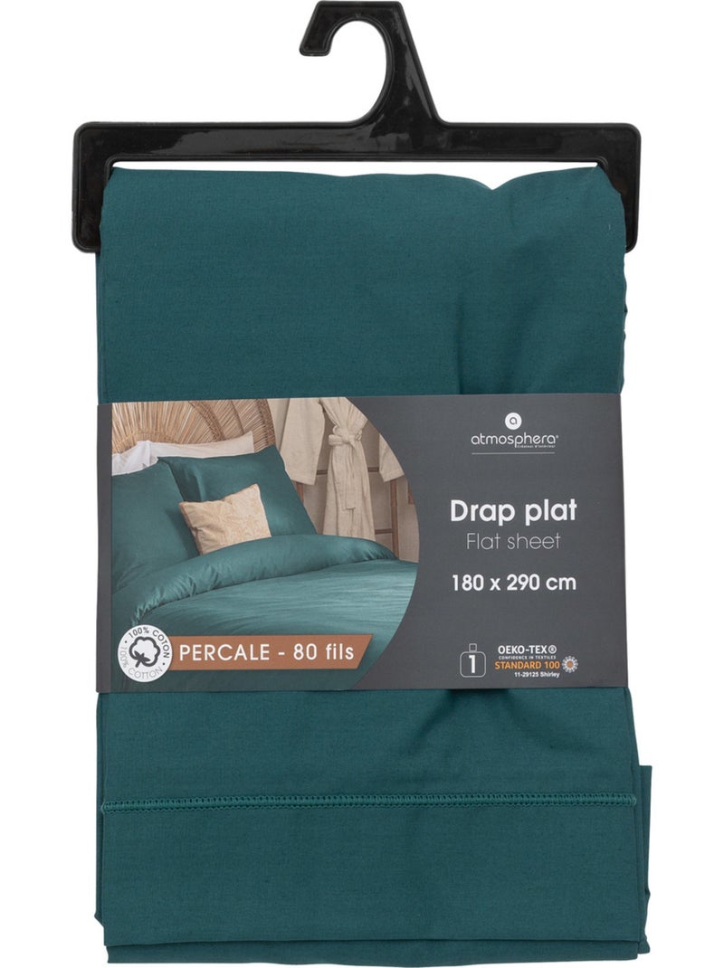 Drap plat en percale de coton LANDIHA Bleu foncé - Kiabi