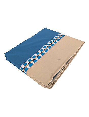 Drap plat en percale de coton LINOA bleu cobalt