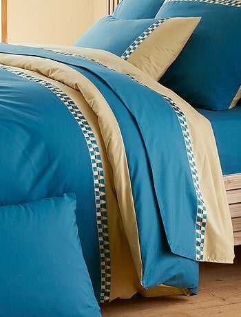 Drap plat en percale de coton LINOA bleu cobalt