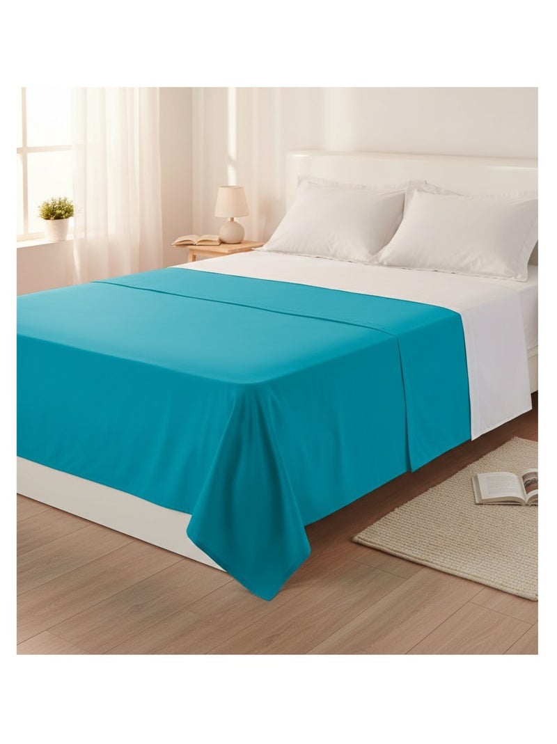 Drap plat en percale de coton Terracotta Bleu outremer - Kiabi