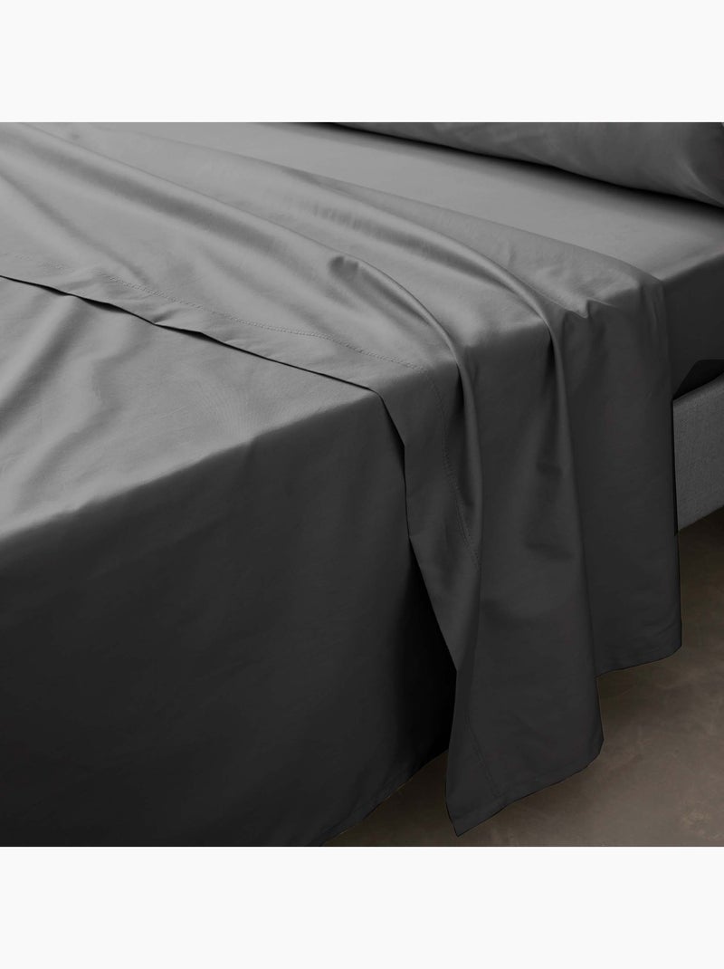 Drap plat en percale de coton Terracotta Gris - Kiabi