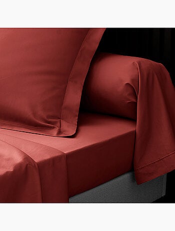 Drap plat en percale de coton Terracotta