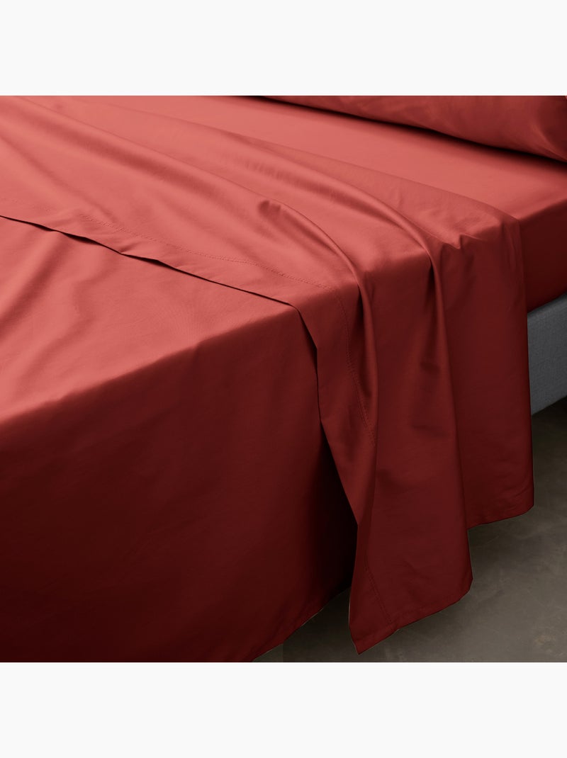 Drap plat en percale de coton Terracotta Terracotta - Kiabi