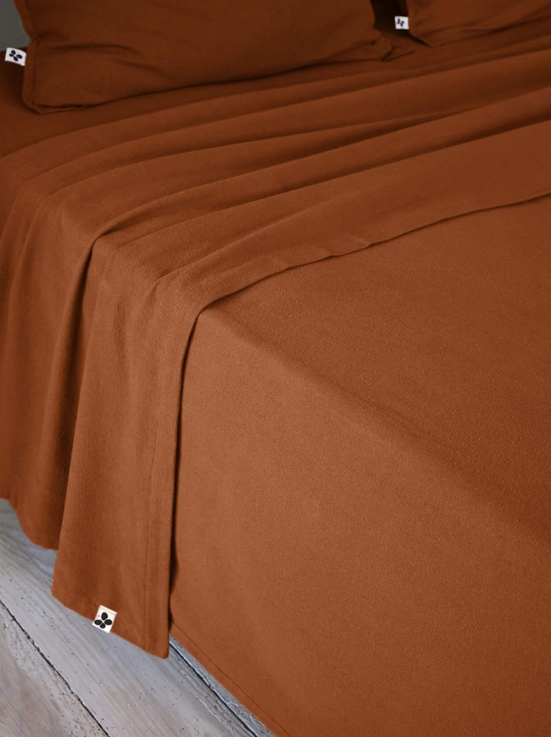 Drap plat flanelle unie Orange - Kiabi