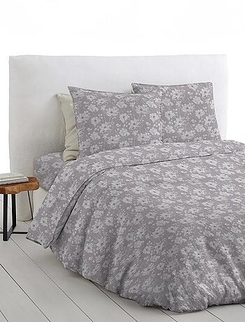 Drap plat imprimé fleurs flanelle coton - Afibel