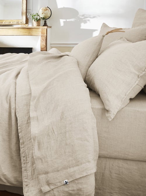 Drap plat lin lavé collection Soline - Kiabi