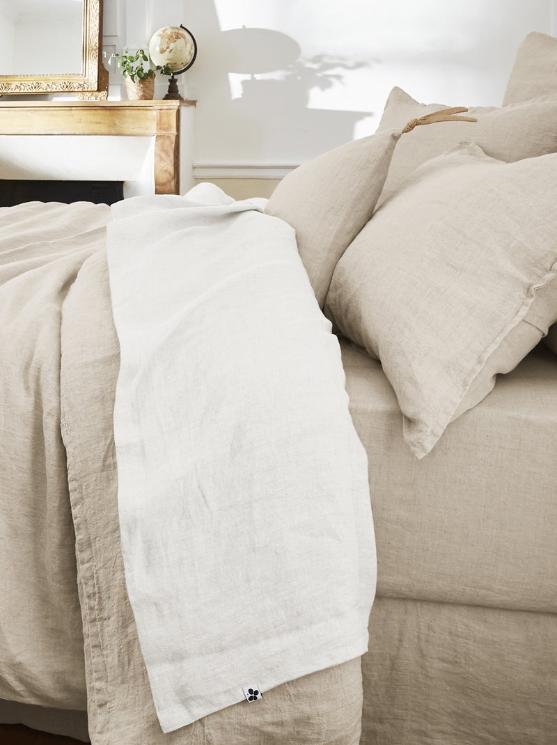 Drap plat lin lavé collection Soline Beige - Kiabi