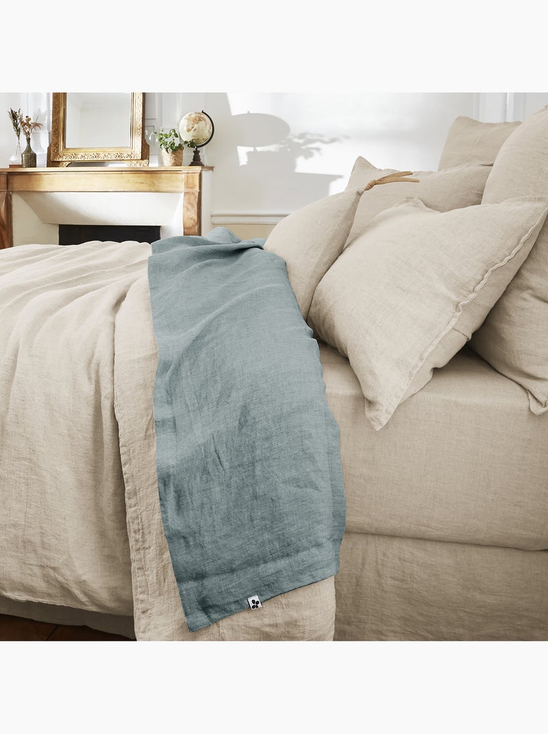 Drap plat – Lin lavé Français - SOLINE Bleu - Kiabi