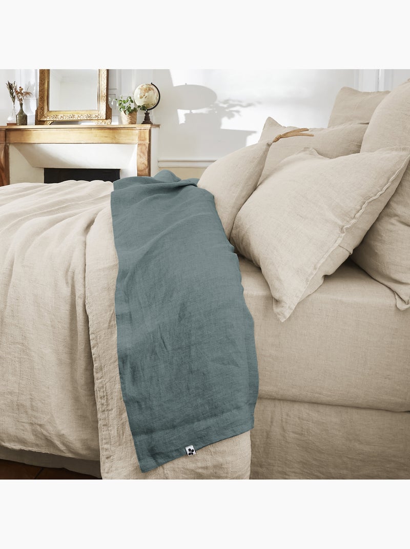 Drap plat – Lin lavé Français - SOLINE Gris foncé - Kiabi
