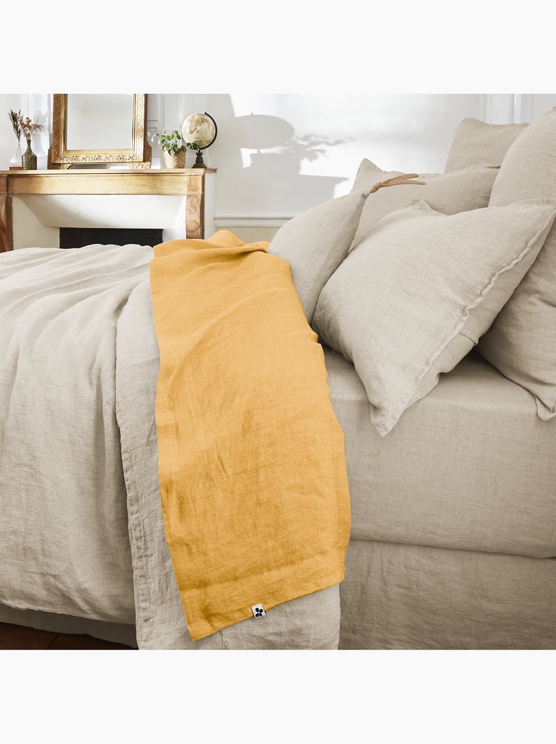Drap plat – Lin lavé Français - SOLINE Jaune - Kiabi