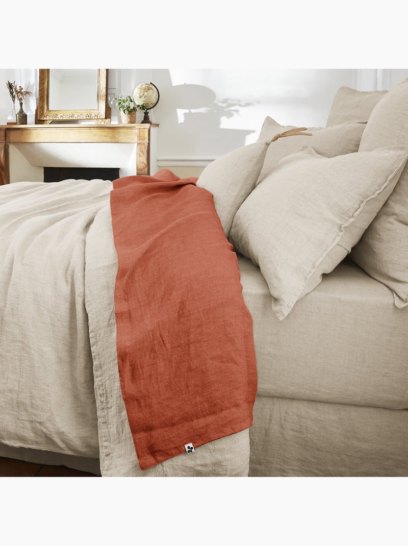 Drap plat – Lin lavé Français - SOLINE Rose - Kiabi
