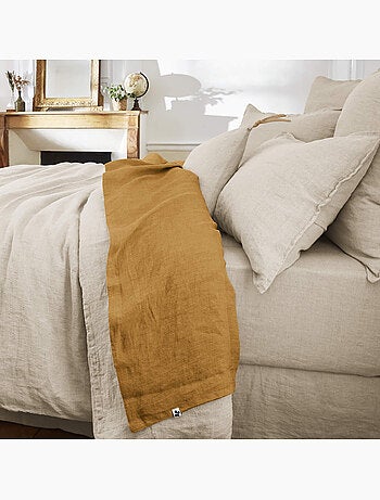 Drap plat lin lavé