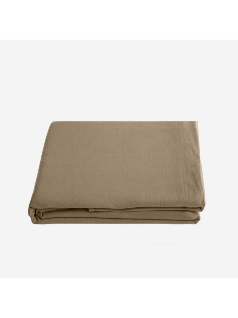 Drap plat Palace pur coton teint lavé, 63 fils/cm² Vent du sud - Palace Camel - 270 x 290 cm pour li Gris taupe - Kiabi