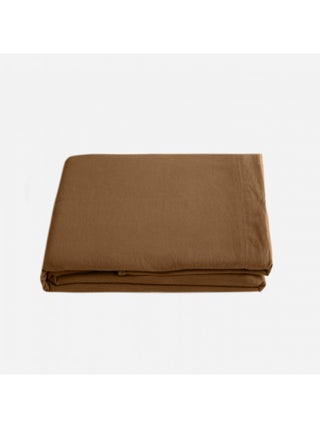 Drap plat Palace pur coton teint lavé, 63 fils/cm² Vent du sud - Palace Cognac - 240 x 290 cm pour l