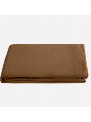 Drap plat Palace pur coton teint lavé, 63 fils/cm² Vent du sud - Palace Curry - 270 x 290 cm pour li