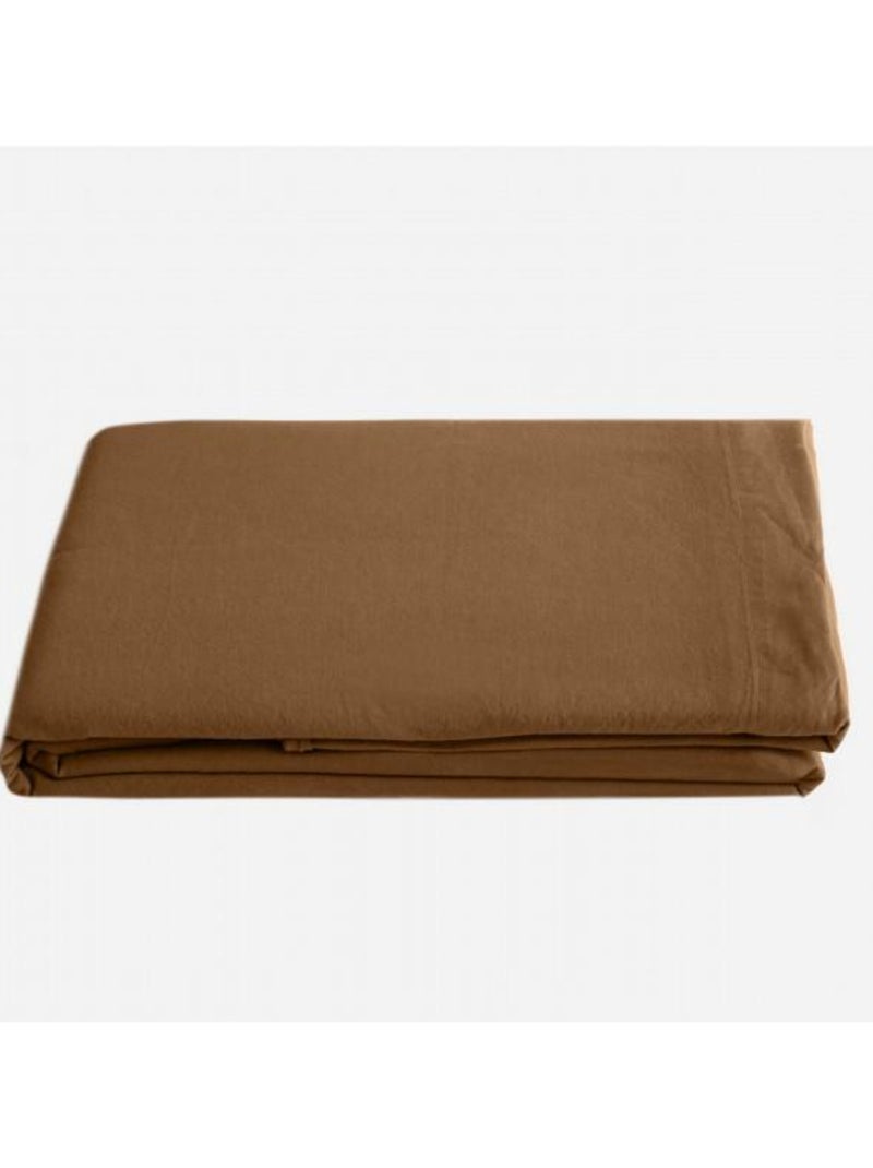 Drap plat Palace pur coton teint lavé, 63 fils/cm² Vent du sud - Palace Curry - 270 x 290 cm pour li Jaune - Kiabi