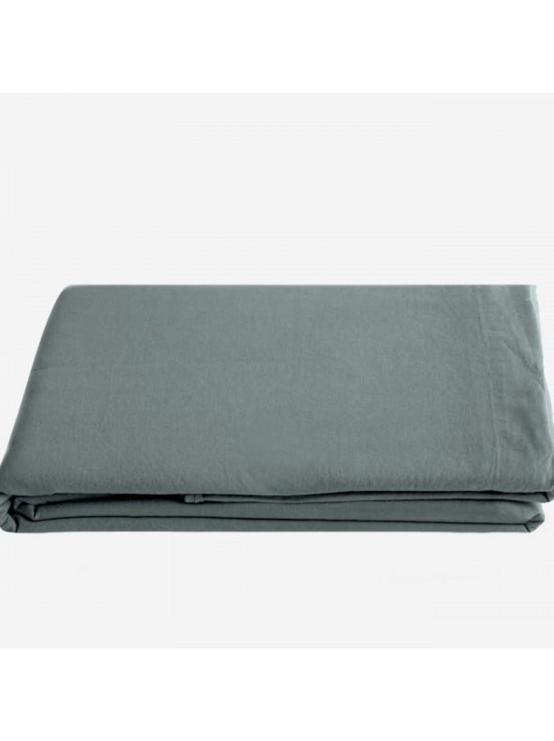 Drap plat Palace pur coton teint lavé, 63 fils/cm² Vent du sud - Palace Galet - 270 x 290 cm pour li Gris - Kiabi